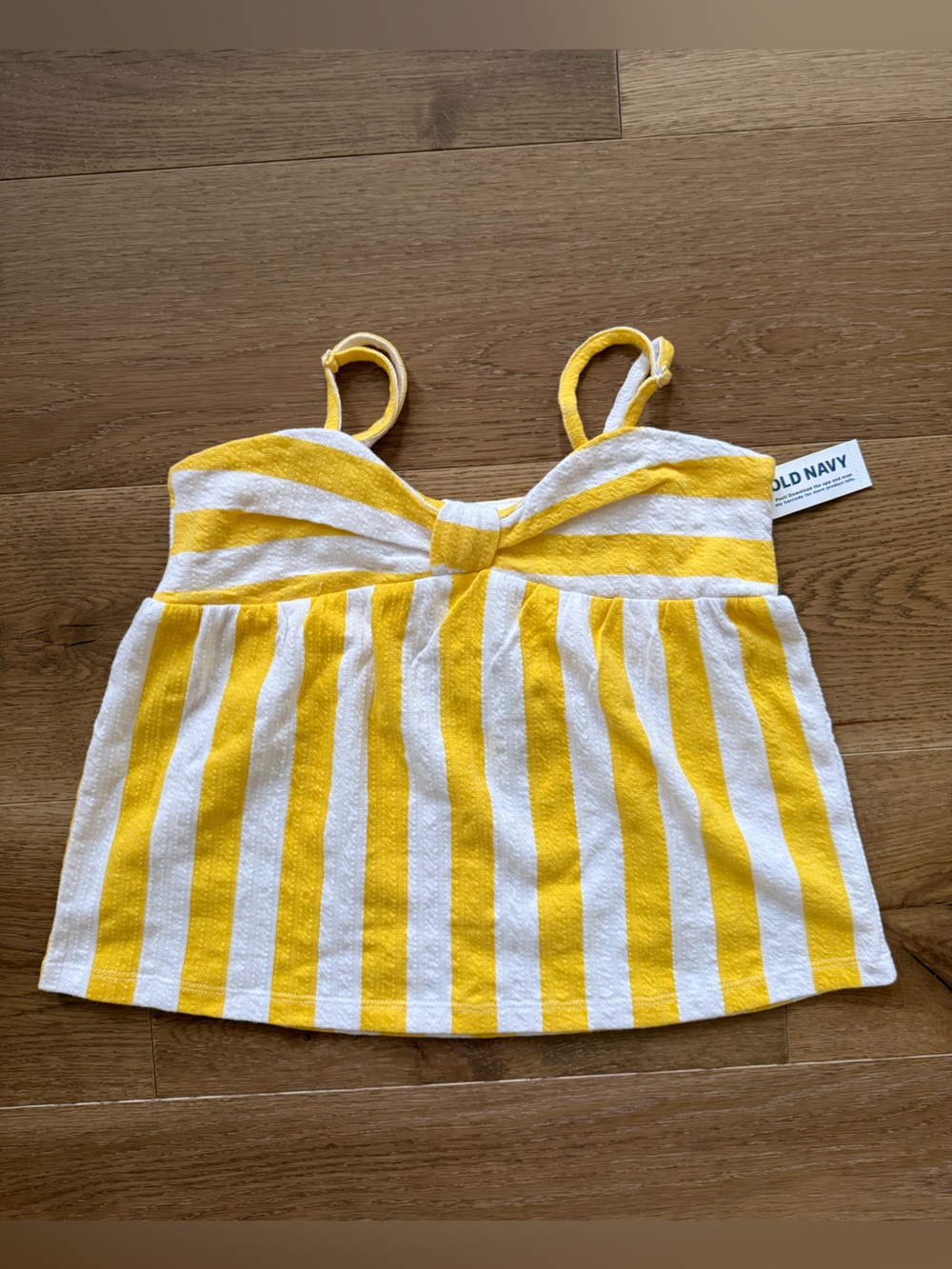 Old Navy Yellow & White Striped Girls' Tank Top with Spaghetti Straps